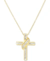 Macy's Diamond Cross 18" Pendant Necklace (1/4 Ct. T.w.) In 14k Gold-plated Sterling Silver Or Sterling Sil In Gold-plated Sterling Silver