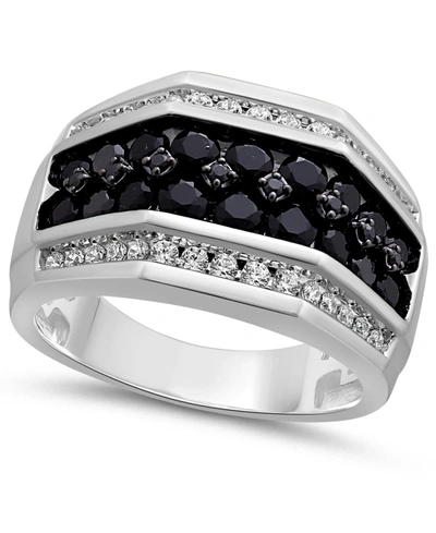 Macy's Men's Black & White Diamond Ring (2 Ct. T.w.) In 10k White Gold