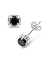 Macy's White Diamond & Treated Black Diamond (3/4 Ct. T.w.) Stud Earrings In 14k White Gold In White Gold
