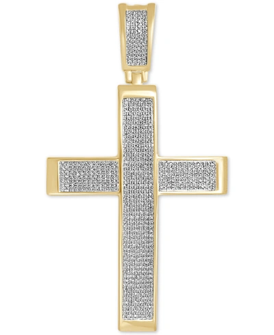 Macy's Diamond Pave Cross Pendant (1 Ct. T.w.) In 14k Gold-plated Sterling Silver In Two-tone