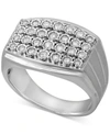 Macy's Men's Diamond Cluster Ring (1/2 Ct. T.w.) In Sterling Silver Or 14k Gold-plated Silver In Silver