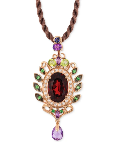 Le Vian Crazy Collection Garnet (5-1/3 Ct. T.w) And Multi-stone (1-3/4) Pendant In 14k Rose Gold