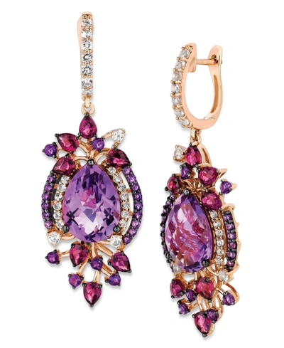Le Vian Crazy Collection Multi-stone Drop Earrings In 14k Strawberry Rose Gold (13-1/2 Ct. T.w.) In Purple