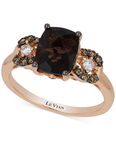 Le Vian Chocolatier Chocolate Quartz (1-9/10 Ct. T.w.) And Diamond (1/5 Ct. T.w.) Ring In 14k Rose Gold, Cre In No Color