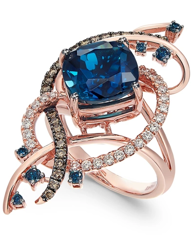 Le Vian Crazy Collection Deep Sea Blue Topaz (5-3/8 Ct. T.w.) And Diamond (3/4 Ct. T.w.) Ring In 14k Rose Go