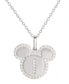 DISNEY MICKEY MOUSE CUBIC ZIRCONIA INITIAL PENDANT 18" NECKLACE IN STERLING SILVER