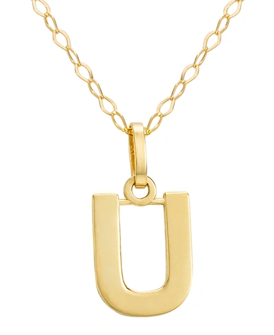 Macy's Initial Pendant Necklace With 18" Chain In 14k Yellow Gold