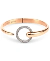 CHARRIOL WHITE TOPAZ TWO-TONE BANGLE BRACELET (1/5 CT. T.W.) IN STAINLESS STEEL & 14K ROSE GOLD-PLATED STAINL