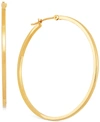 Macy's Medium Flat-edge Hoop Earrings In 10k Gold (also In 10k Rose Gold And 10k White Gold), 1-1/2" In Yellow Gold