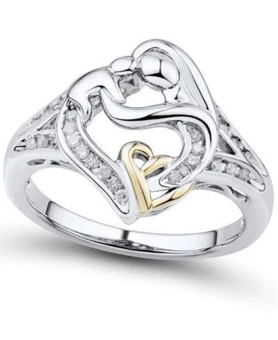Macy's Diamond Mother & Child Ring (1/7 Ct. T.w.) In Sterling Silver & 14k Gold In Sterling Silver  Yellow Gold