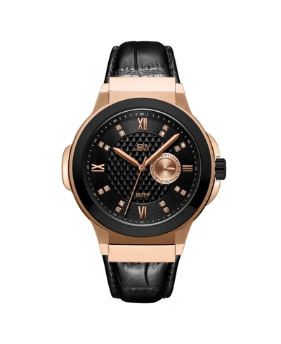 Jbw Men's Saxon Diamond (1/6 Ct. T.w.) Watch In 18k Two Tone Rose Gold-plated Black Stainless Steel Watc
