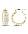 MACY'S CUBIC ZIRCONIA 14K ROSE GOLD ROUND AND BAGUETTE HOOP EARRINGS (ALSO IN 14K GOLD OVER SILVER OR 14K R