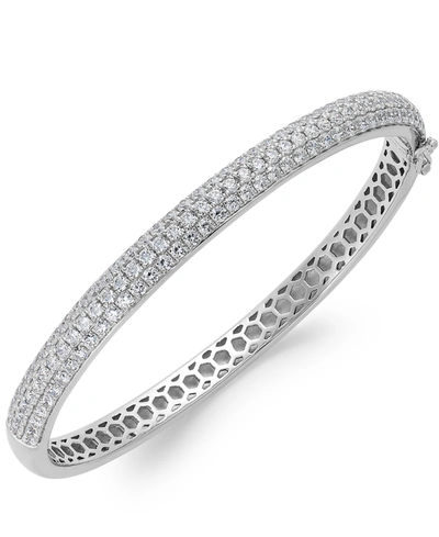 Macy's Arabella Cubic Zirconia Pave Bangle Bracelet In Sterling Silver (5 Ct. T.w.)