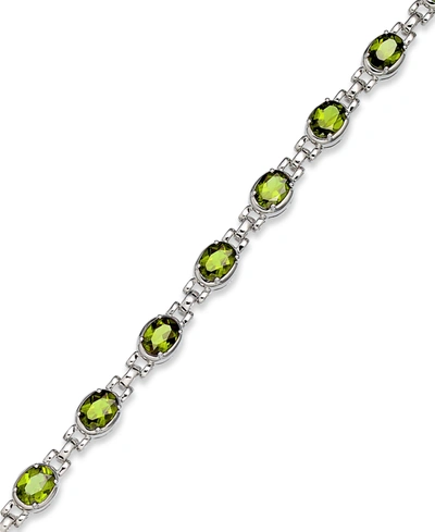Macy's Sterling Silver Bracelet, Peridot Oval Link Bracelet (12 Ct. T.w.)