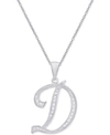 MACY'S DIAMOND ACCENT SCRIPT 18" INITIAL PENDANT NECKLACE IN SILVER PLATE, GOLD PLATE & ROSE GOLD PLATE