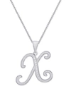Macy's Diamond Accent Script 18" Initial Pendant Necklace In Silver Plate, Gold Plate & Rose Gold Plate In X/silver