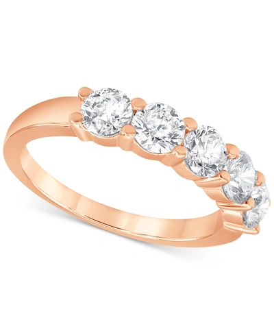Macy's Diamond 5 Stone Band (1 1/2 Ct. T.w.) In 14k White Gold In Rose Gold