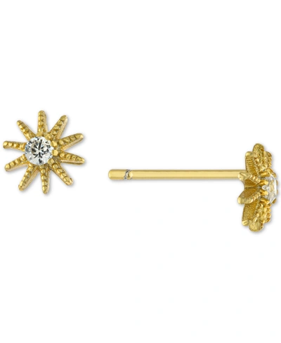 Giani Bernini Cubic Zirconia Sun Stud Earrings In Gold-plated Sterling Silver, Created For Macy's In Yellow