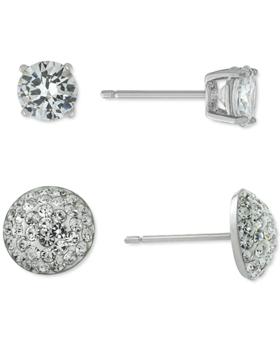 Giani Bernini 2-pc. Set Cubic Zircona Solitaire & Cluster Stud Earrings In Sterling Silver, Created For Macy's