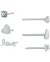 Giani Bernini 3-pc. Set Cubic Zirconia & Love-themed Stud Earrings In Sterling Silver, Created For Macy's In Sterling Silver