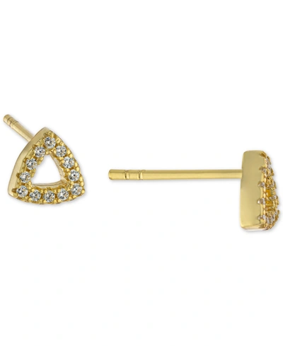 Giani Bernini Cubic Zirconia Triangle Stud Earrings In Gold-plated Sterling Silver, Created For Macy's In Yellow Gold
