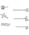 Giani Bernini 3-pc. Set Cubic Zirconia & Faith-themed Stud Earrings In Sterling Silver, Created For Macy's In Sterling Silver