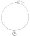 Giani Bernini Cubic Zirconia Moon & Star Charm Ankle Bracelet In Sterling Silver, Created For Macy's In Sterling Silver