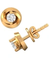 Macy's Diamond Swirl Stud Earrings (1/10 Ct. T.w.) In 10k White Gold Or 10k Yellow Gold In Yellow Gold