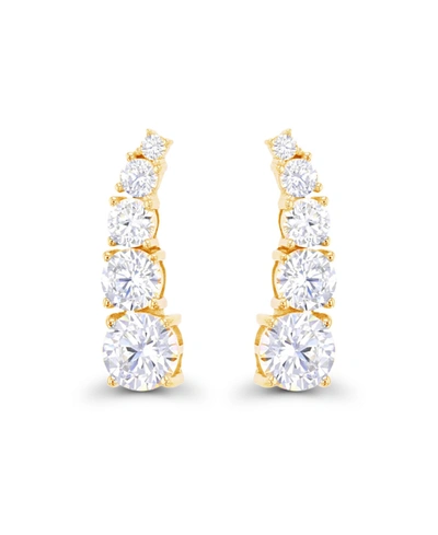 Macy's Cubic Zirconia 14k Rose Gold Graduated Curved Ear Climbers (also In 14k Gold Over Silver Or 14k Rose In Yellow
