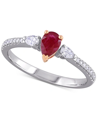 Macy's Ruby (1/4 Ct. T.w.) & Diamond (1/4 Ct. T.w.) Ring In 14k Rose & White Gold