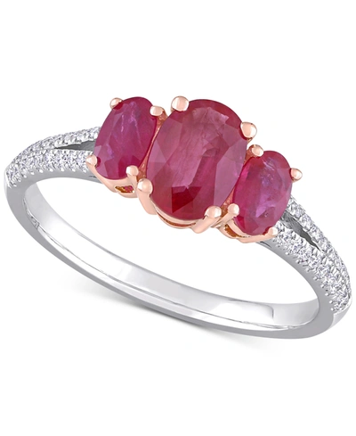Macy's Ruby (1-1/2 Ct. T.w.) & Diamond (1/6 Ct. T.w.) Ring In 14k Rose & White Gold
