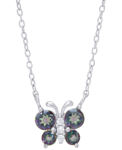 Macy's Rainbow Quartz (3/8 Ct. T.w.) & Lab-created White Sapphire (1/20 Ct. T.w.) Butterfly 18" Pendant Nec
