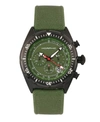 MORPHIC M53 SERIES, BLACK CASE, CHRONOGRAPH FIBER WEAVED OLIVE LEATHER BAND WATCH W/DATE, 45MM