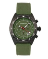 Morphic M53 Series, Black Case, Chronograph Fiber Weaved Olive Leather Band Watch W/date, 45mm In Olive