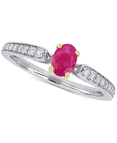 Macy's Ruby (5/8 Ct. T.w.) & Diamond (1/6 Ct. T.w.) Ring In 10k Gold & White Gold