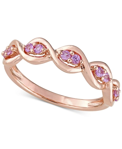 Macy's Pink Sapphire Wavy Ring (1/3 Ct. T.w.) In 14k Rose Gold