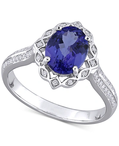 Macy's Tanzanite (1-4/5 Ct. T.w.) & Diamond (1/6 Ct. T.w.) Statement Ring In 14k White Gold