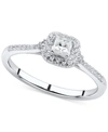 Macy's Diamond Princess Halo Ring (1/3 Ct. T.w.) In 14k White Gold In White Gold