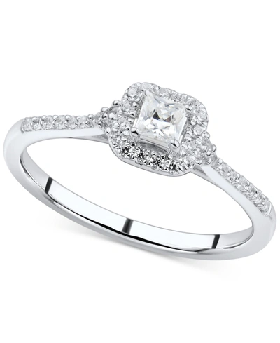 Macy's Diamond Princess Halo Ring (1/3 Ct. T.w.) In 14k White Gold