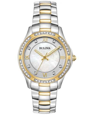 Bulova Women's Embellished Two-tone Stainless Steel Bracelet Watch 32mm