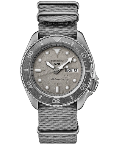 Seiko Men's Automatic 5 Sports Gray Nylon Strap Watch 43mm In Gray / Grey