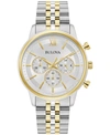 BULOVA MEN'S CLASSIC CHRONOGRAPH TWO-TONE STAINLESS STEEL BRACELET WATCH 41MM, CREATED FOR MACY'S
