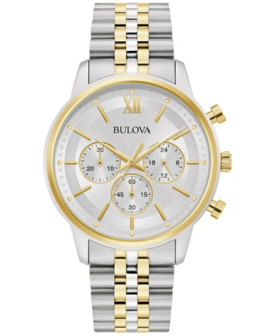 Bulova Men's Classic Chronograph Two-tone Stainless Steel Bracelet Watch 41mm, Created For Macy's Women's S