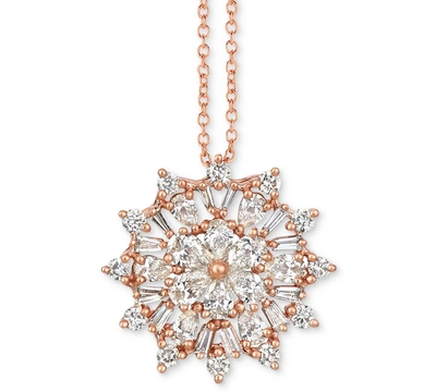 Le Vian Nude Diamond Snowflake Cluster 18" Pendant Necklace (7/8 Ct. T.w.) In 14k Rose Gold