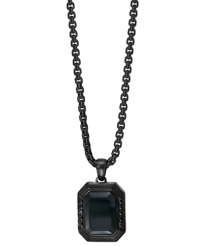 Effy Collection Effy Men's Onyx And Black Spinel 24" Pendant Necklace In Black Pvd Plated Sterling Silver