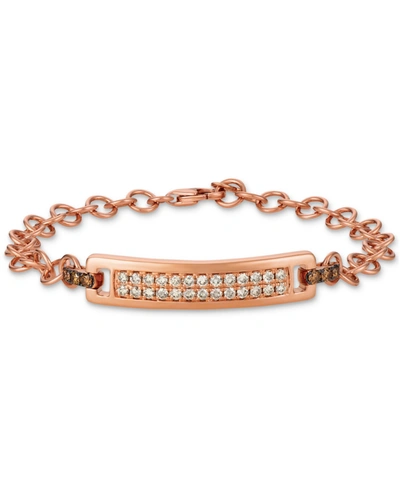 Le Vian Nude Diamond (5/8 Ct. T.w.) & Chocolate Diamond (1/4 Ct. T.w.) Cluster Plate Link Bracelet In 14k Ro In Rose Gold
