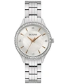 Bulova Women's Crystal Stainless Steel Bracelet Watch 32mm, Created For Macy's Women's Shoes In Silver-tone