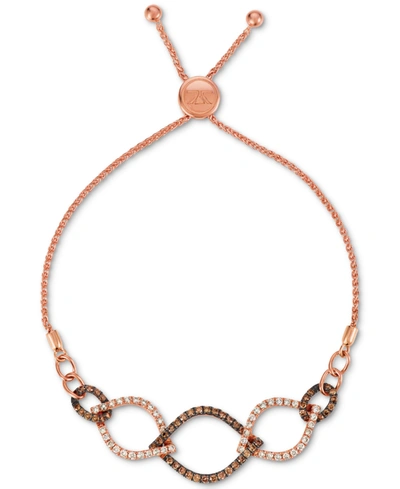 Le Vian Chocolate Diamond (3/4 Ct. T.w.) & Nude Diamond (5/8 Ct. T.w.) Bolo Bracelet In 14k Rose Gold