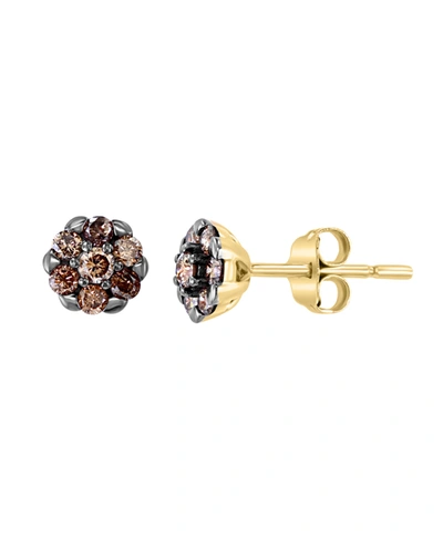 Macy's Lali Jewels Brown Diamond Stud Earrings (1/3 Ct. T.w.) In 14k Yellow Gold