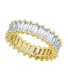 Essentials Cubic Zirconia Baguette Band Ring In Silver Plate Or Gold Plate In Gold